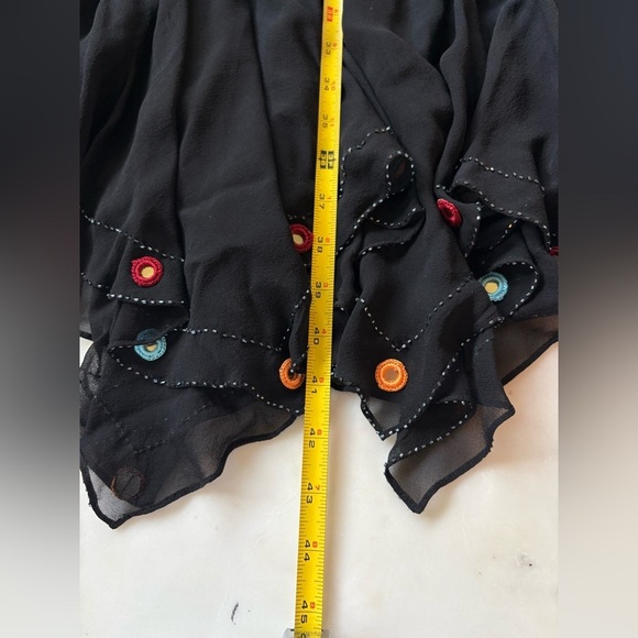 SUE WONG NOCTURNE Vintage Boho Southwest Beaded Silk Dress 6 Y2k Asymmetrical - Picture 10 of 13